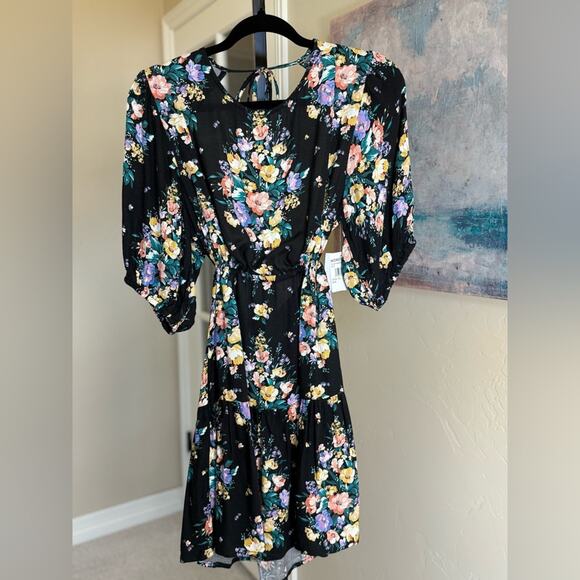 New O’Neill Alta Open Back Midi Dress Black Floral Women’s Extra Large XL NWT - Picture 2 of 8